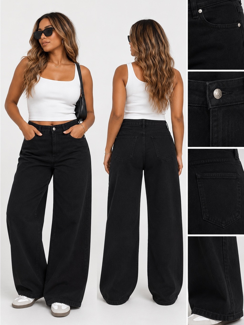 Edikted Wide Leg Black Jeans